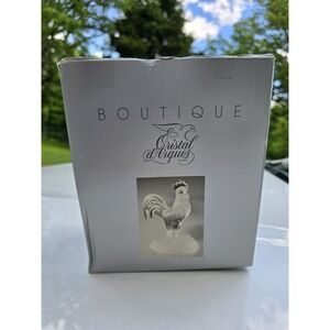 VTG Cristal d'Arques Rooster Chicken Crystal Clear Glass Made in France NIB